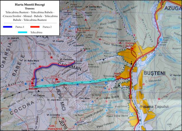 Harta traseu Babele - Crucea Caraiman