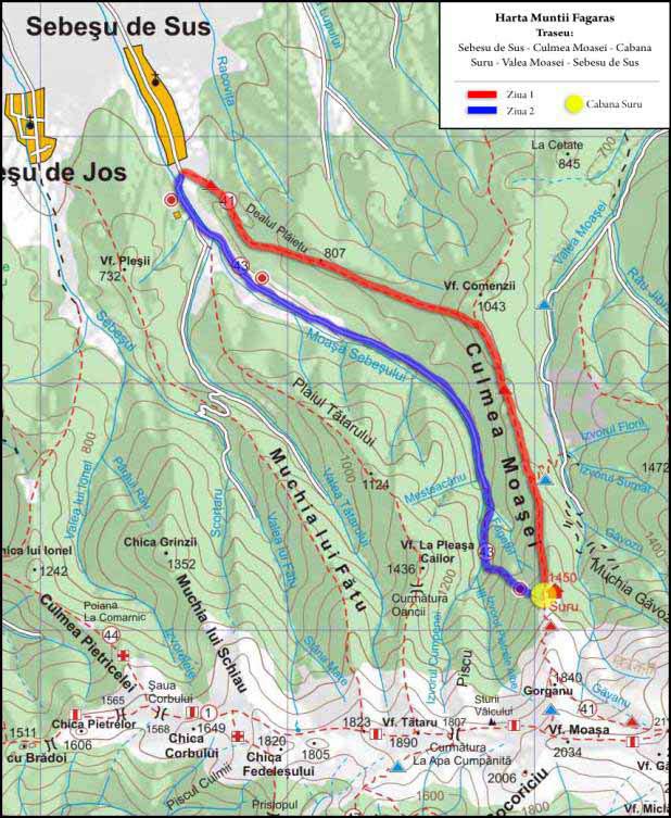 Harta Muntii Fagaras_traseu Cabana Suru