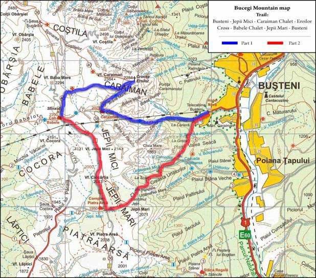 Bucegi Mountain map