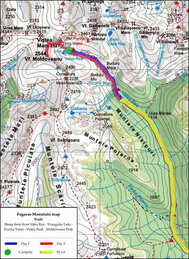 Fagaras Mountain map