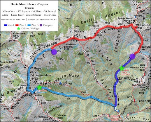 Harta Muntii Muntii Iezer-Papusa