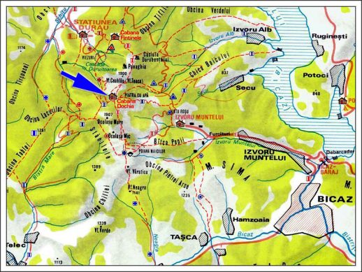 Harta Muntii Ceahlau - Cabana Dochia